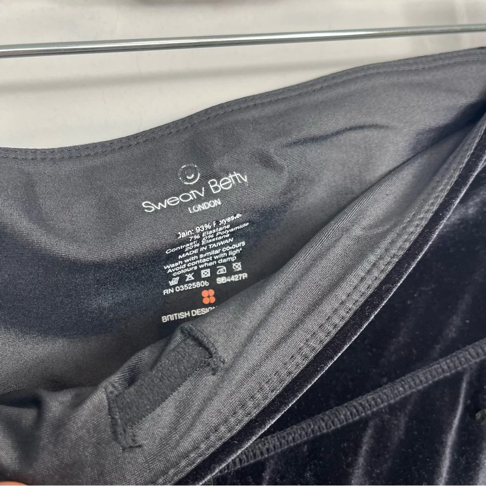 Sweaty Betty Velvet High Waisted Rise Leggings Side Stipe Velour Pants Black S - Picture 11 of 16